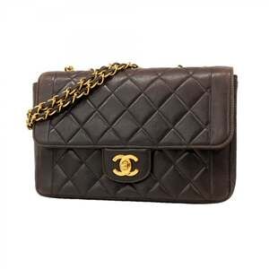 Chanel Shoulder Bag Matelasse W Chain Lambskin Black Women's P2246145